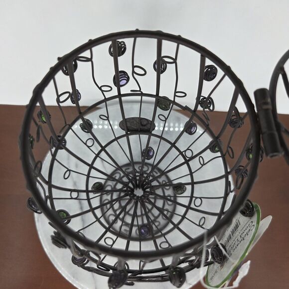 Wine Cork Cage Holder Glass Shape Metal Decor Bead Grape Accents Storage Contain - Picture 4 of 10